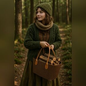 Brown Structured Basket Tote Purse Tan Handles Neutral Bag Gremlincore Woodsy